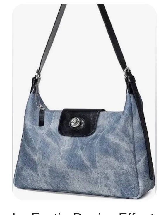 La Festin Handbags - NWT Shoulder Bag in Distressed Denim and Black Leather
